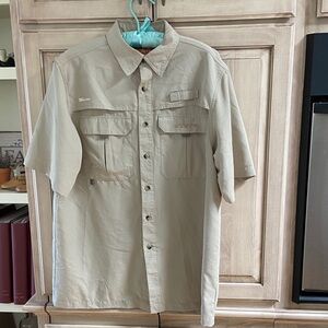 Habit mens sz M Khaki Short Sleeve Button-Up Shirt